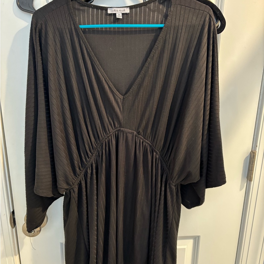 White Birch Black V-Neck Top